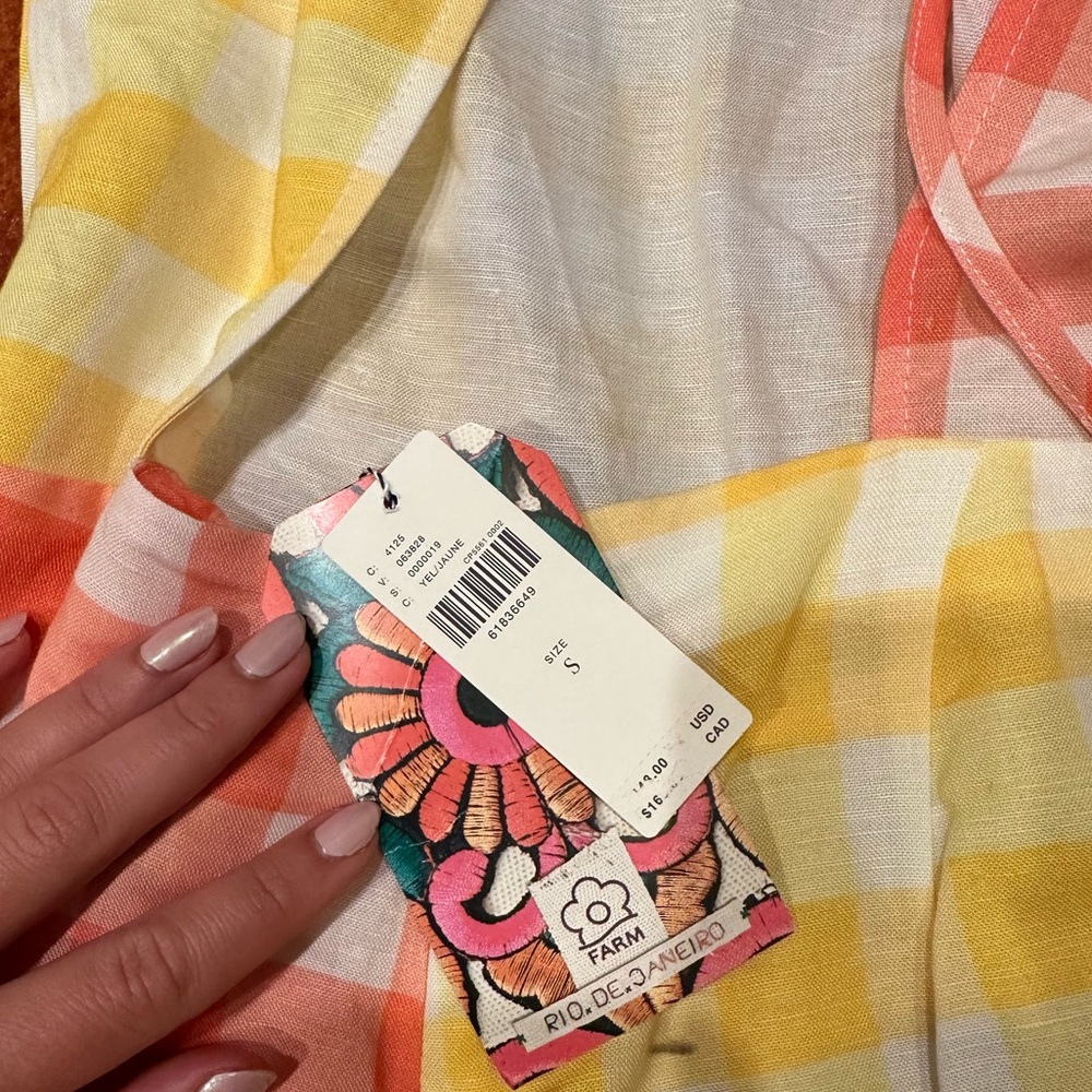 NWT Anthropologie Farm Rio Gingham Contrast Romper - Picture 8 of 8